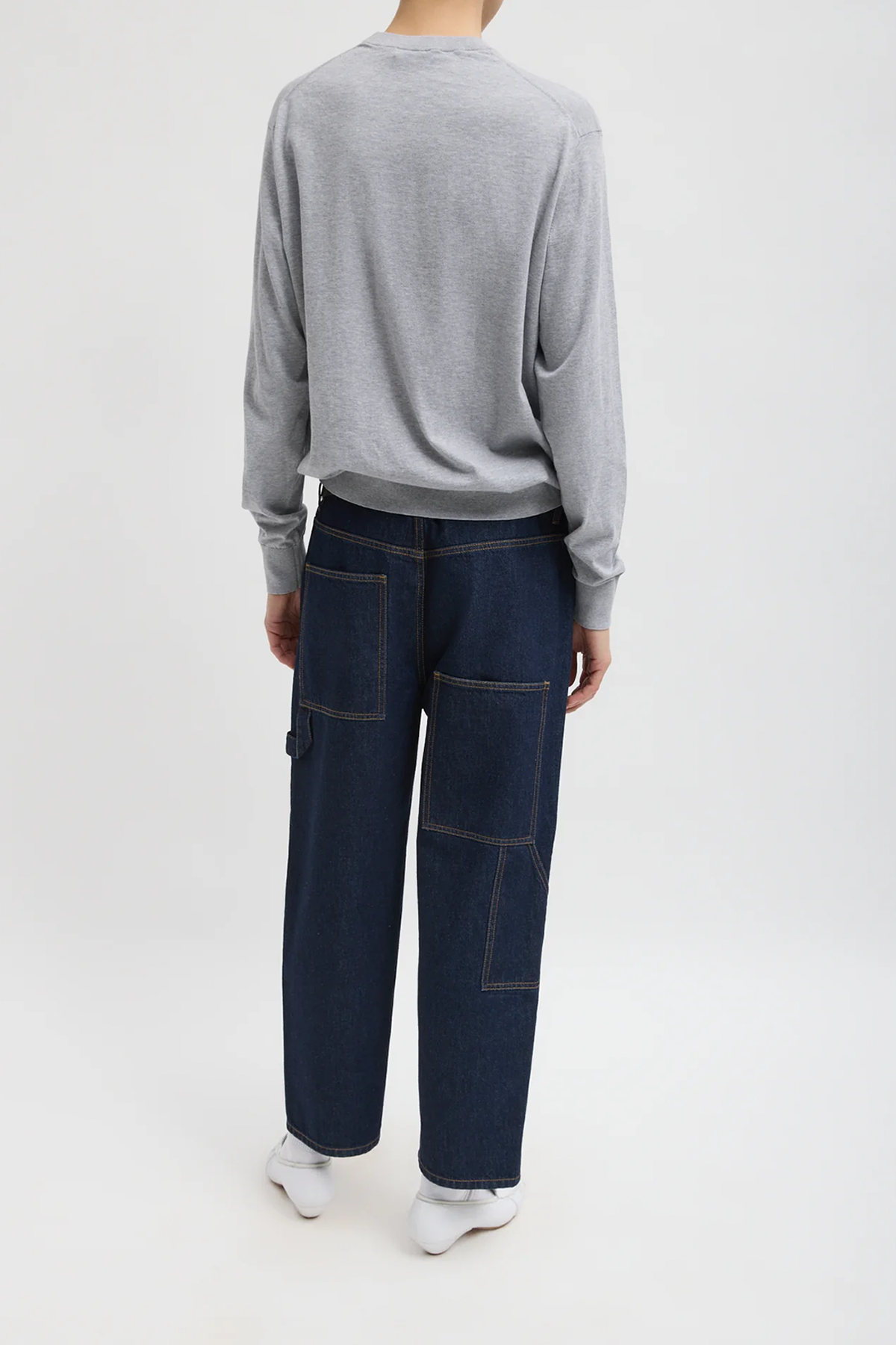 Tibi Super Fine Gauge Perfect Men's Pullover - Heather Grey