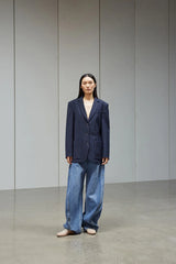 Tibi Tropical Wool Max Blazer - Navy