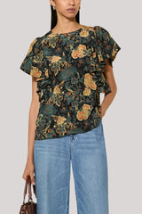 Ulla Johnson Lena Silk Flutter Sleeve Blouse - Nuit