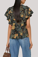 Ulla Johnson Lena Silk Flutter Sleeve Blouse - Nuit