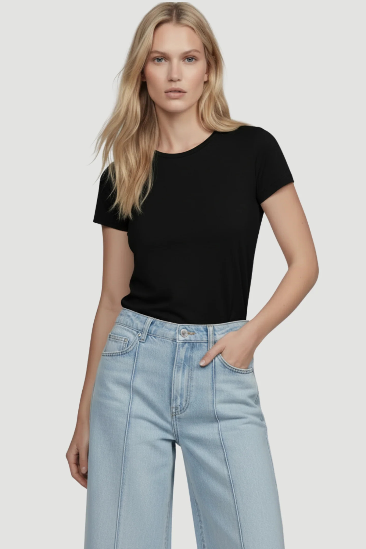Majestic Filatures Stretch Linen S/S Crewneck - Noir