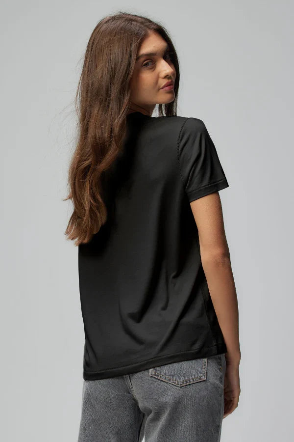 Majestic Filatures Lyocell Cotton Semi Relaxed S/S Crewneck - Noir
