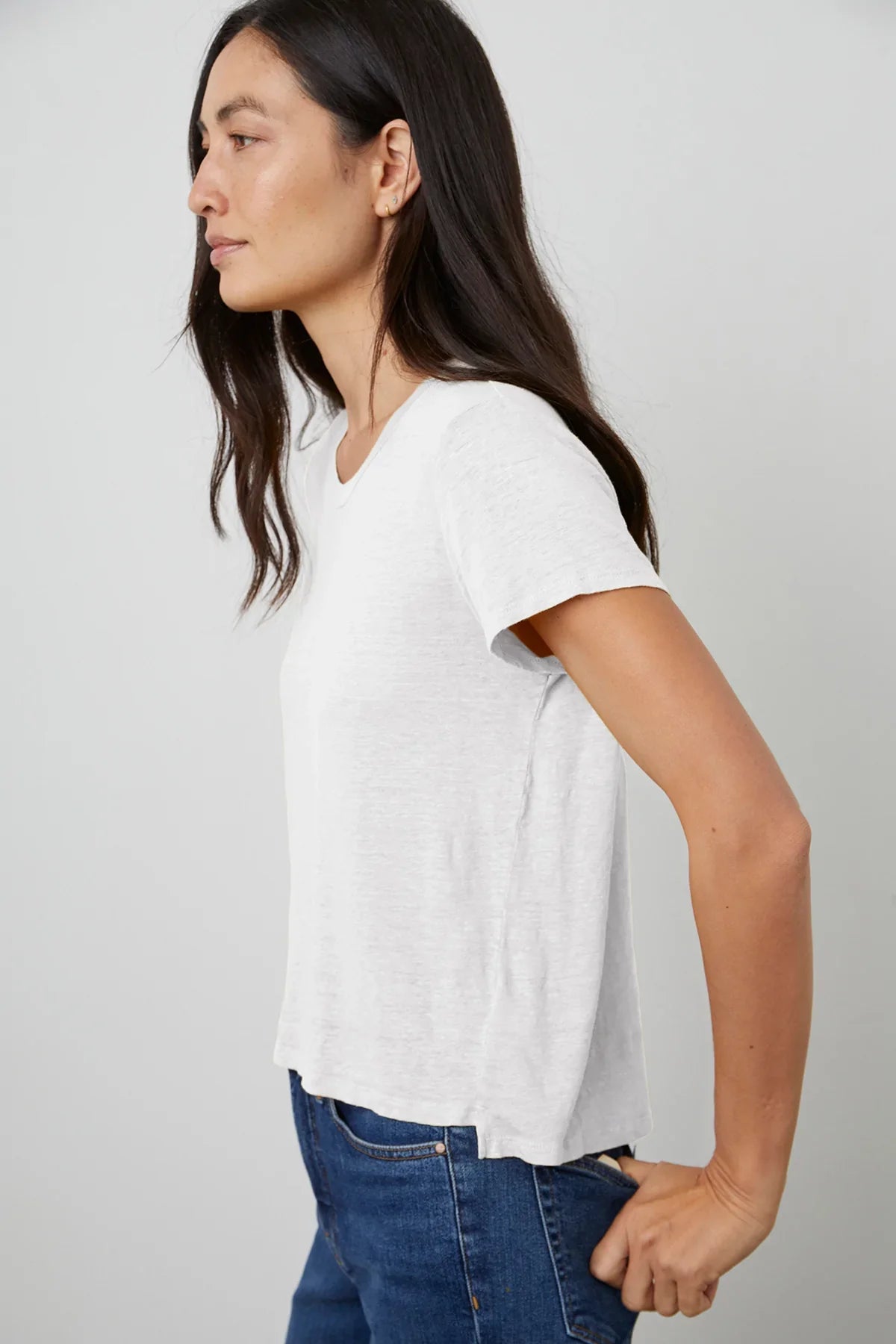Velvet Casey Linen Knit Top - White