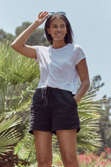 Velvet Casey Linen Knit Top - White