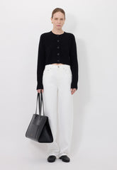 Loulou de Saison Zephir Cashmere Cropped Cardigan - Black