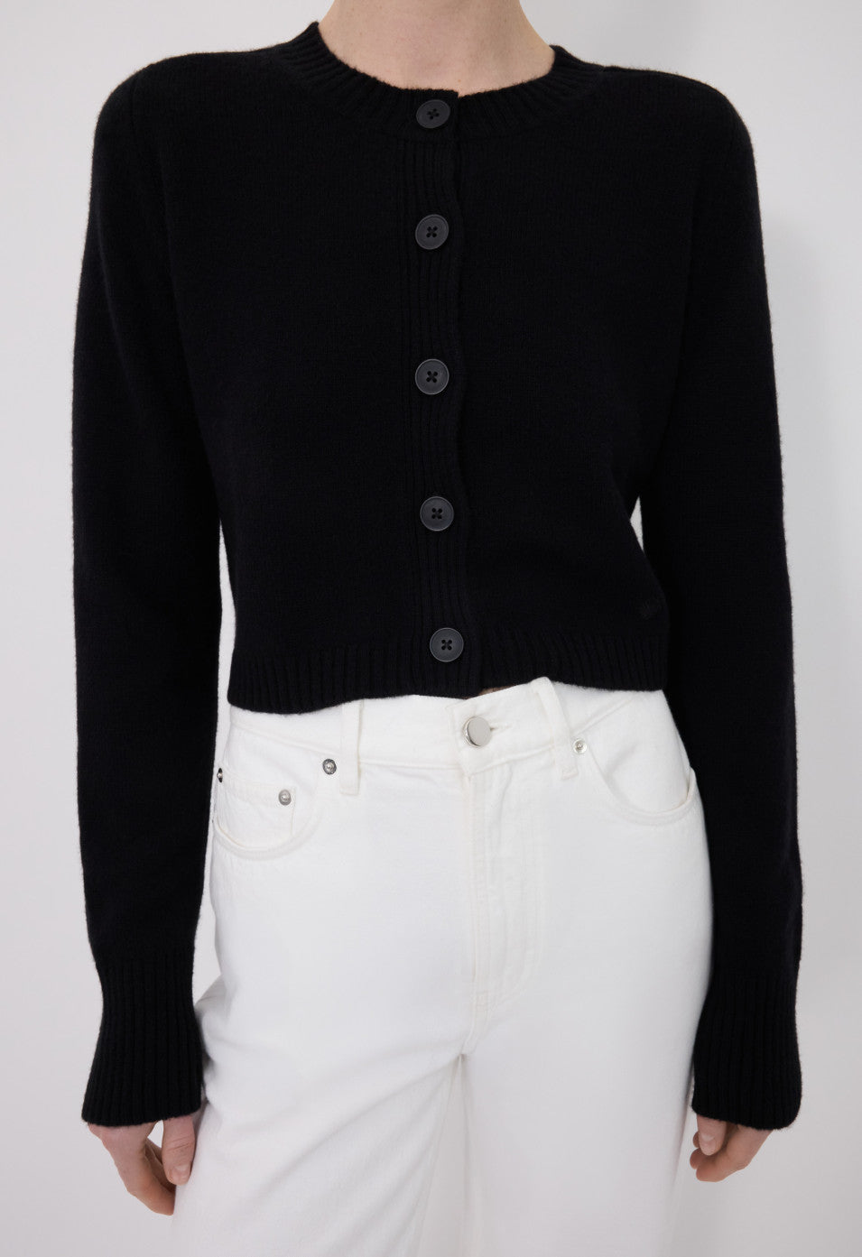 Loulou de Saison Zephir Cashmere Cropped Cardigan - Black