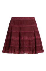 LoveShackFancy Fleetta Skirt - Oxblood