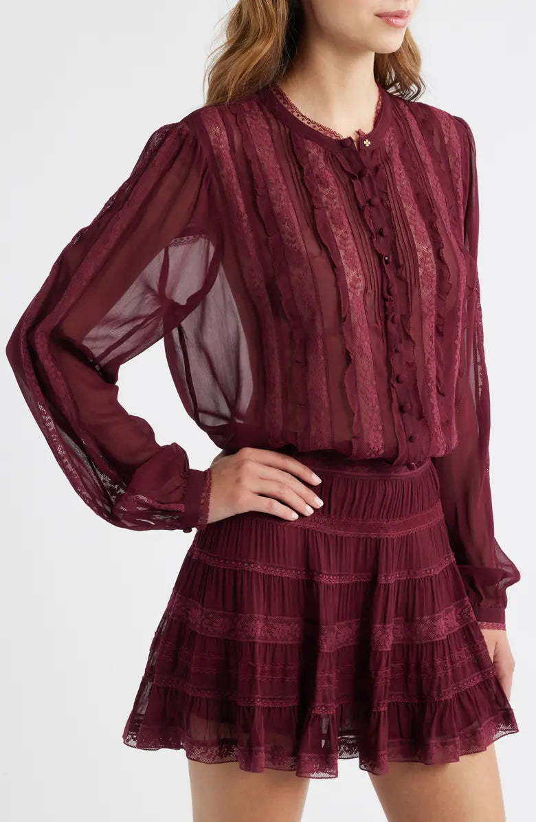 LoveShackFancy Alvynne Top - Oxblood