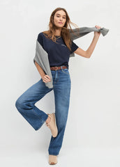 Favorite Daughter Cropped Logo Tee - Navy