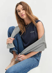 Favorite Daughter Cropped Logo Tee - Navy