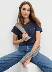 Favorite Daughter Cropped Logo Tee - Navy