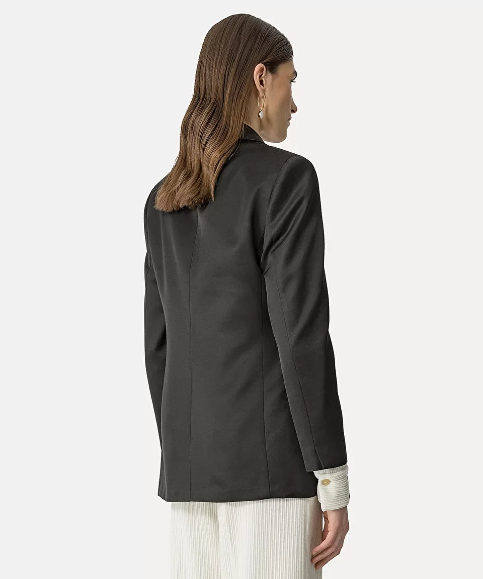 Forte Forte Viscose Wool Faille Tuxedo Jacket Satin Lapels - Nero