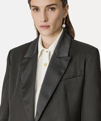 Forte Forte Viscose Wool Faille Tuxedo Jacket Satin Lapels - Nero