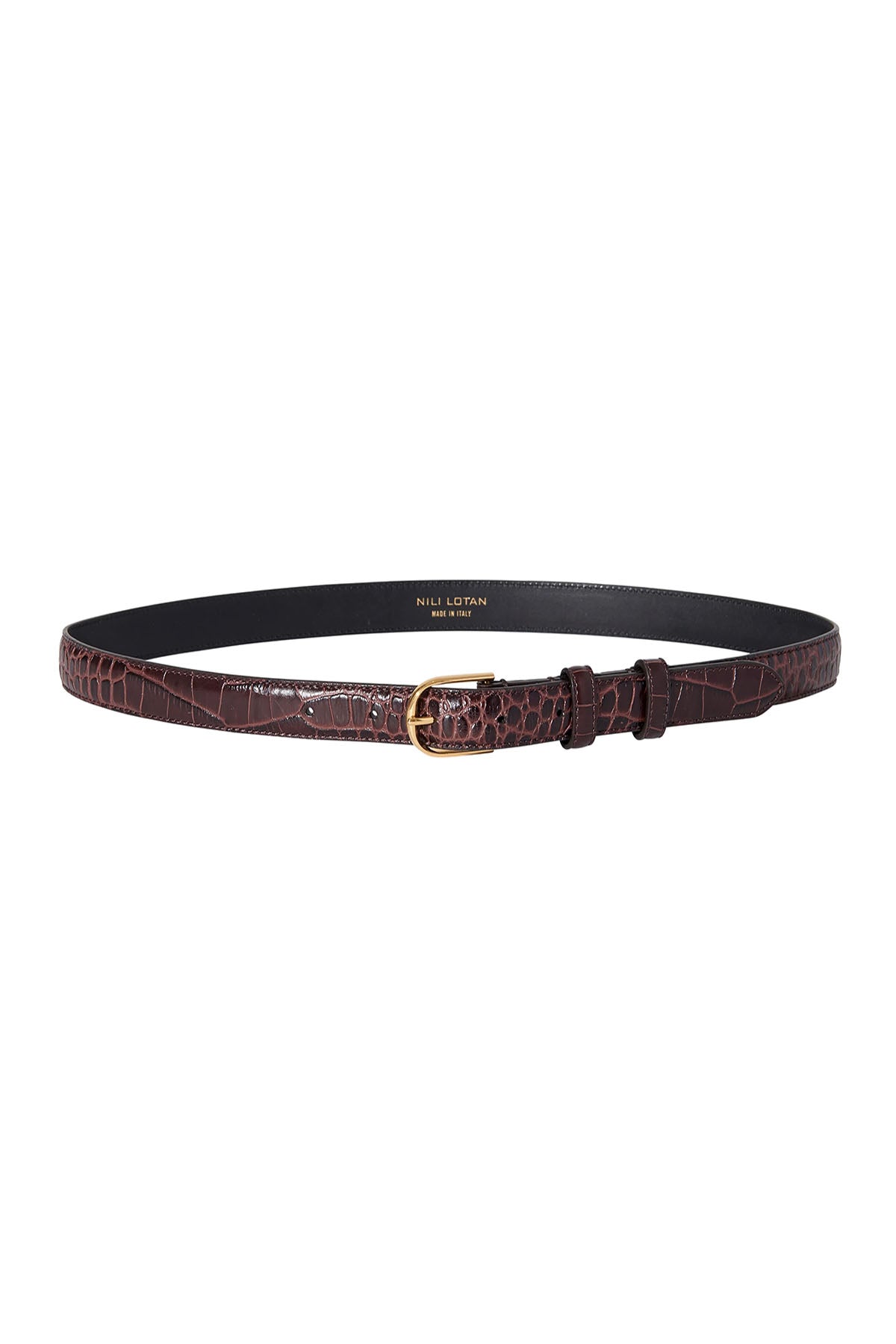 Nili Lotan Jane Belt - Dark Brown W/ Shiny Brass Buckle