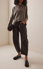 Nili Lotan Shon Leather Pant - Dark Brown