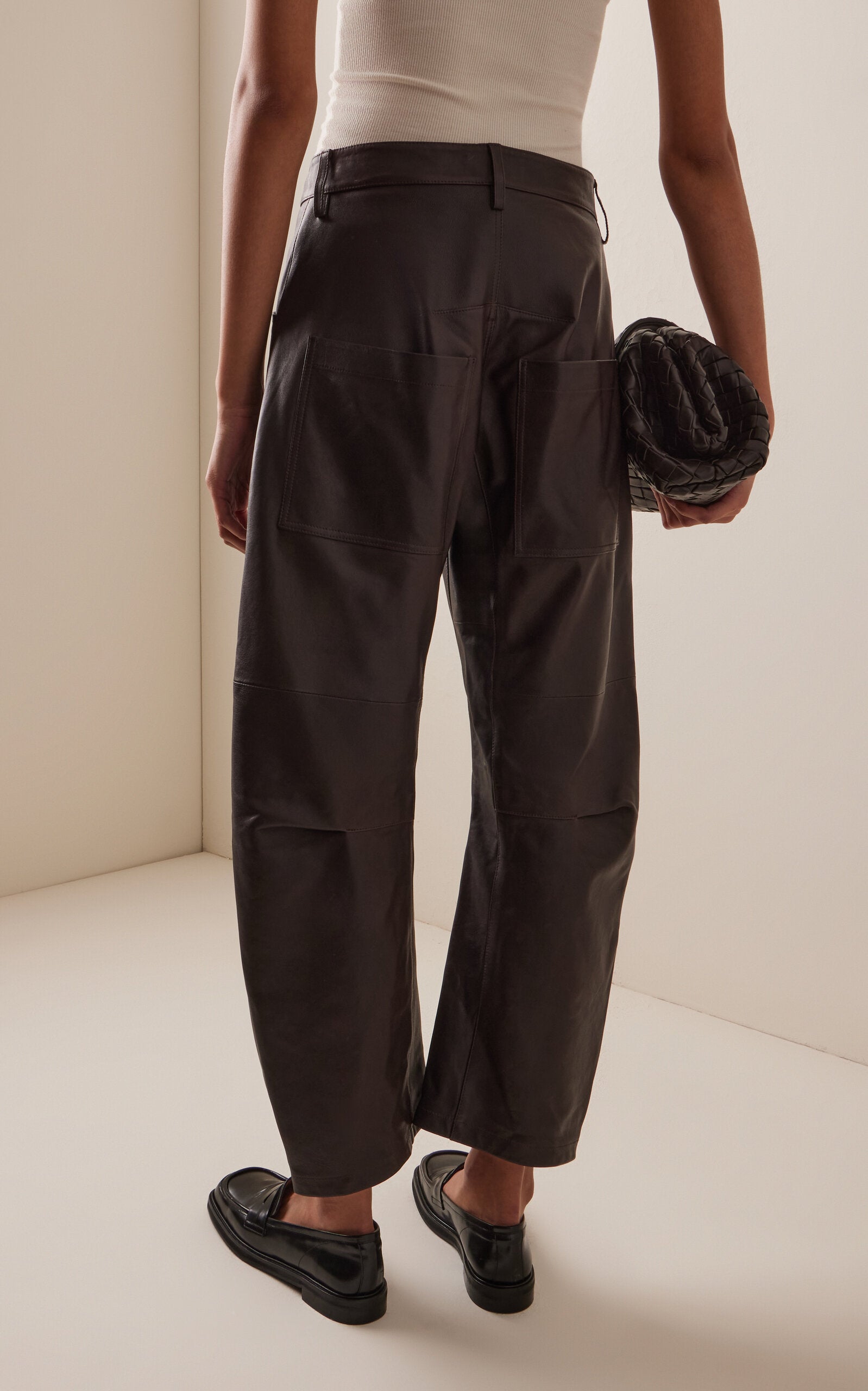 Nili Lotan Shon Leather Pant - Dark Brown