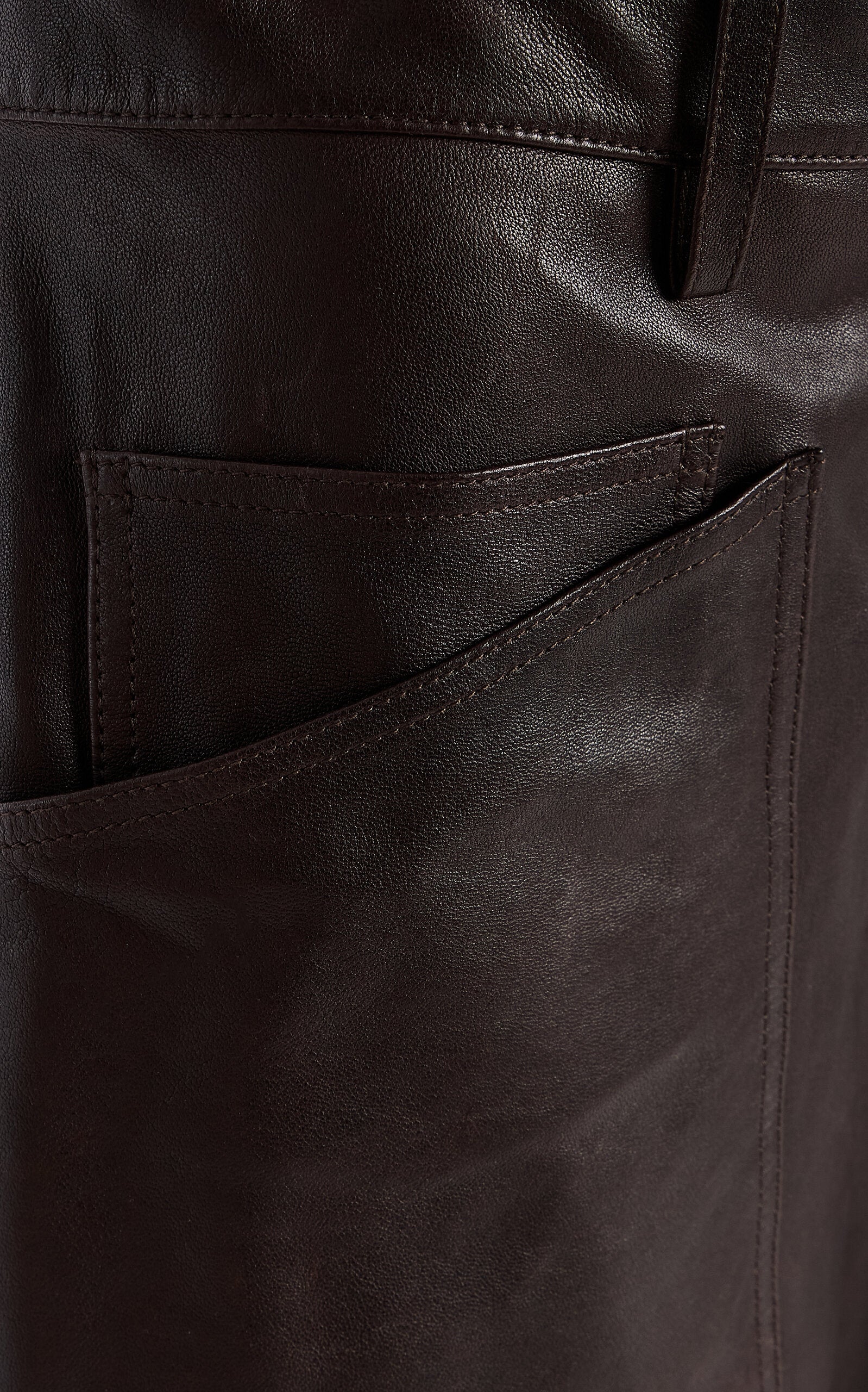 Nili Lotan Shon Leather Pant - Dark Brown