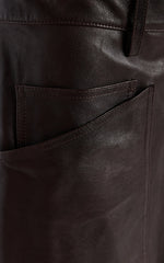 Nili Lotan Shon Leather Pant - Dark Brown