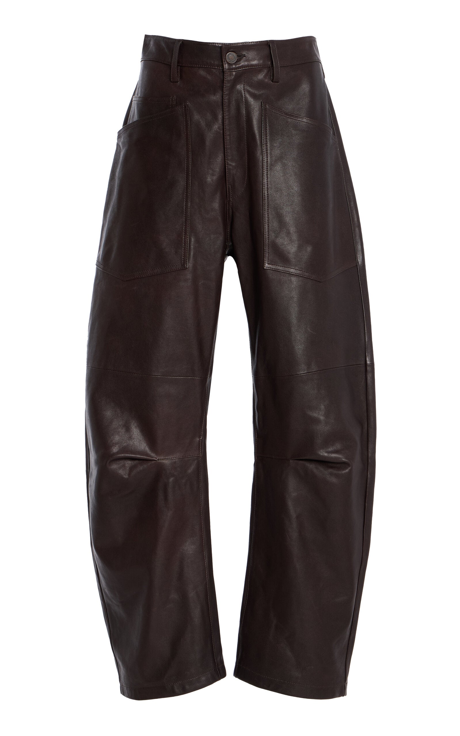 Nili Lotan Shon Leather Pant - Dark Brown