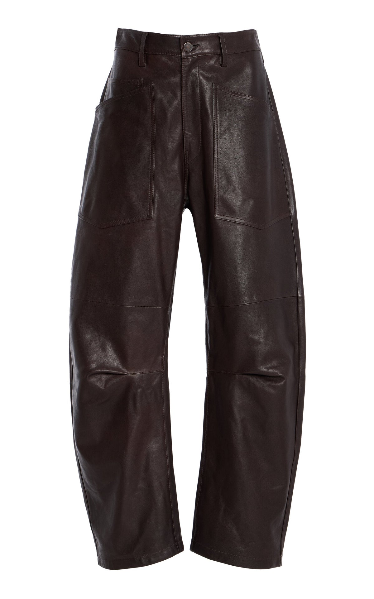 Nili Lotan Shon Leather Pant - Dark Brown