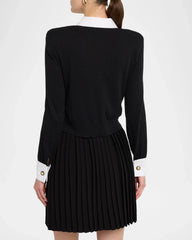 L'AGENCE April Poplin Collar Pullover - Black/ Gold Lion