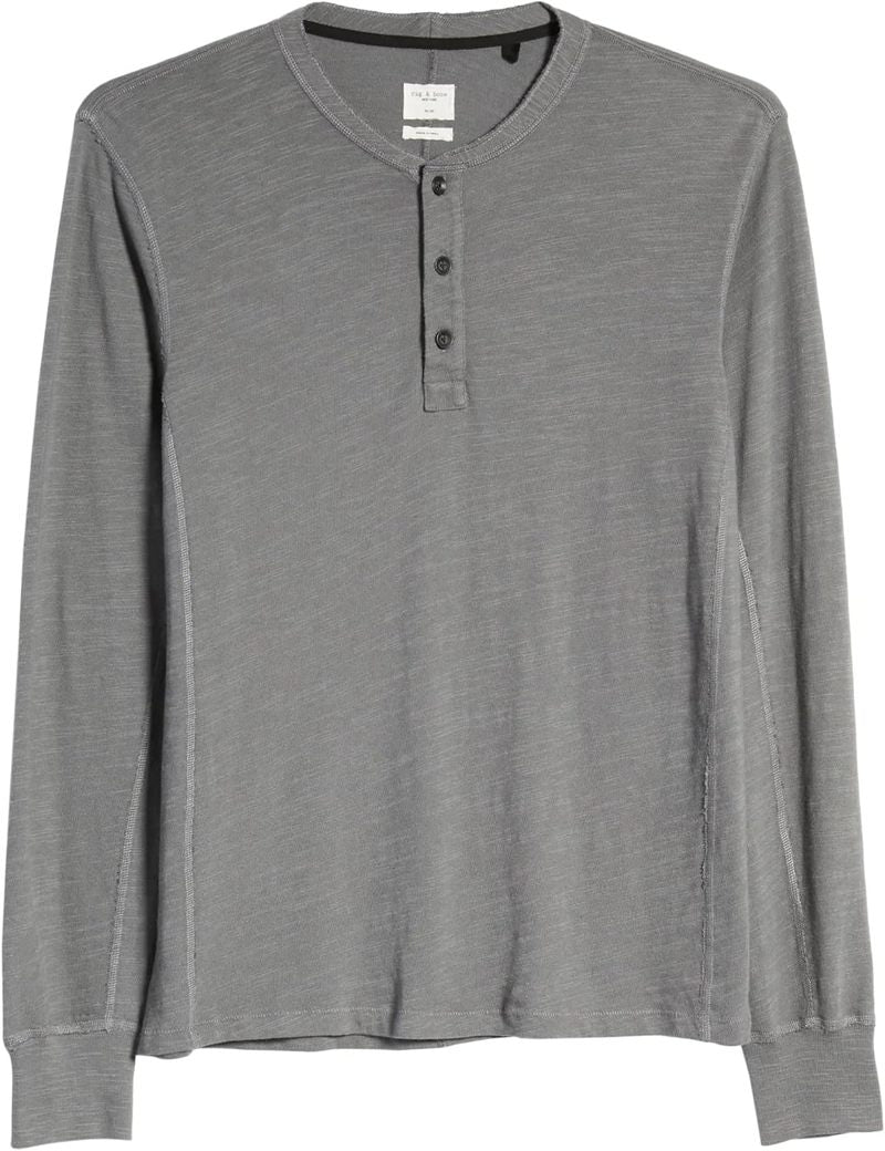 Rag & Bone Men's Classic Flame Henley - Dark Grey