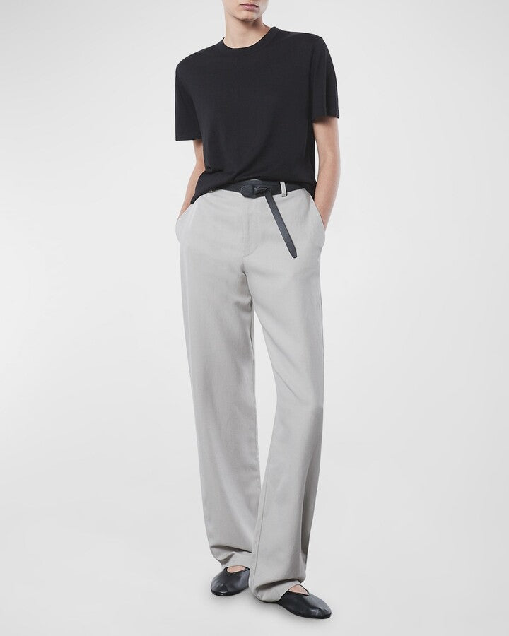 Enza Costa Silk Knit Easy Short Sleeve Tee - Black